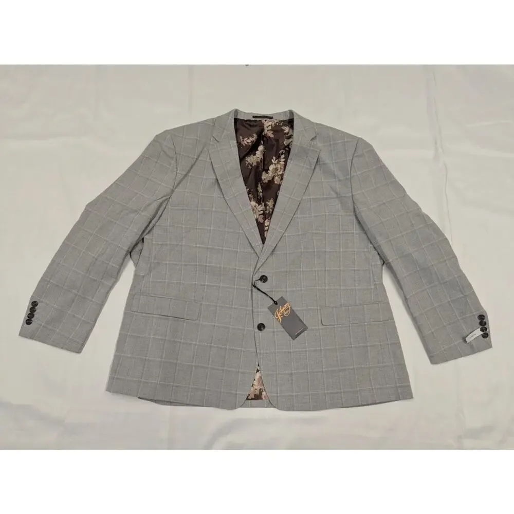 Johnny Bigg Jacket Mens 54 Grey Checkered Pattern Sports Blazer NEW